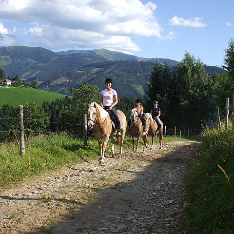 Reitergruppe mit Panorama